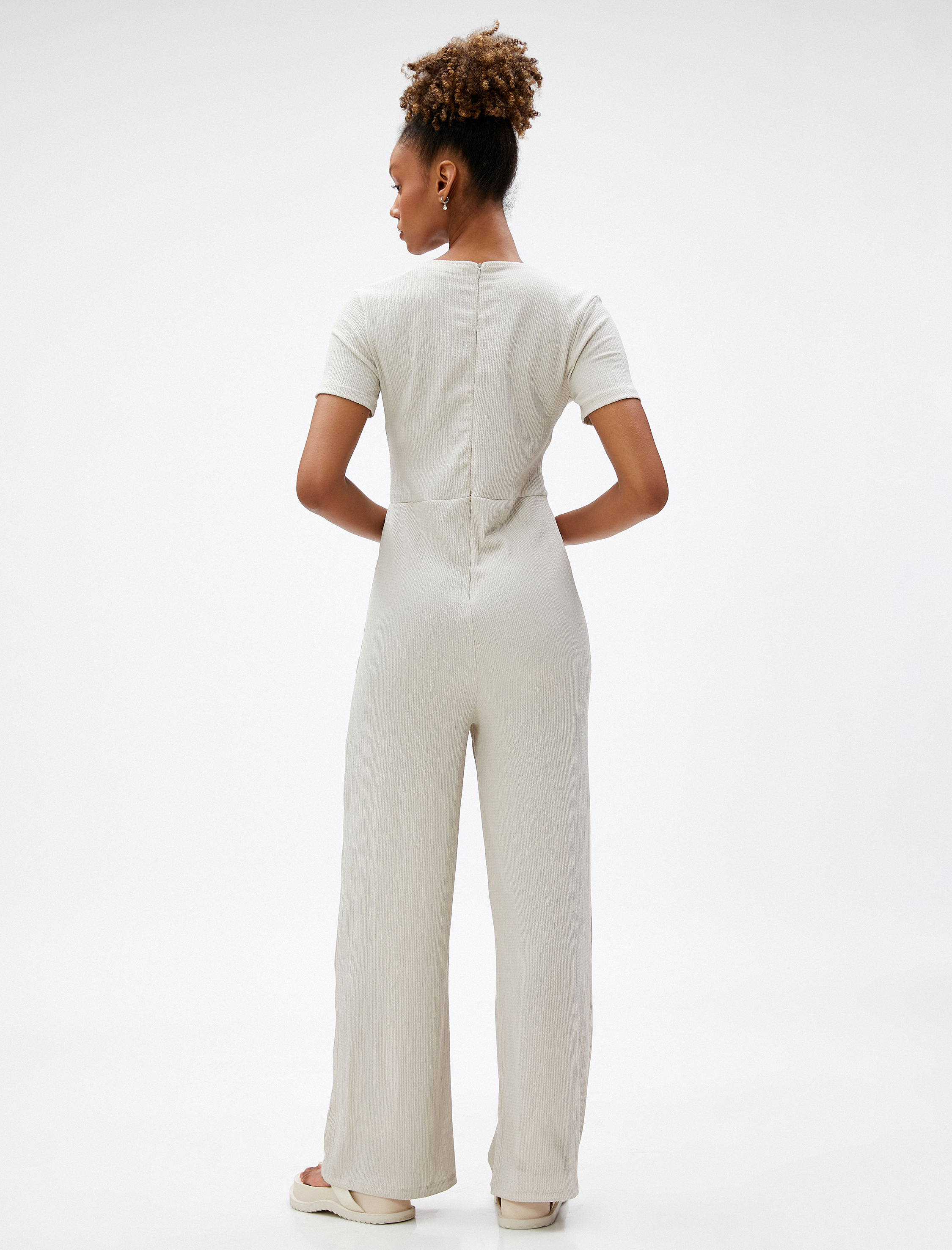   Bol Paça Tulum V Yaka Kısa Kollu Bürümcük