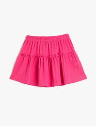 Mini Etek Katlı Beli Lastikli