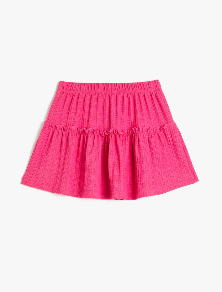 Kız Çocuk Mini Etek Katlı Beli Lastikli
