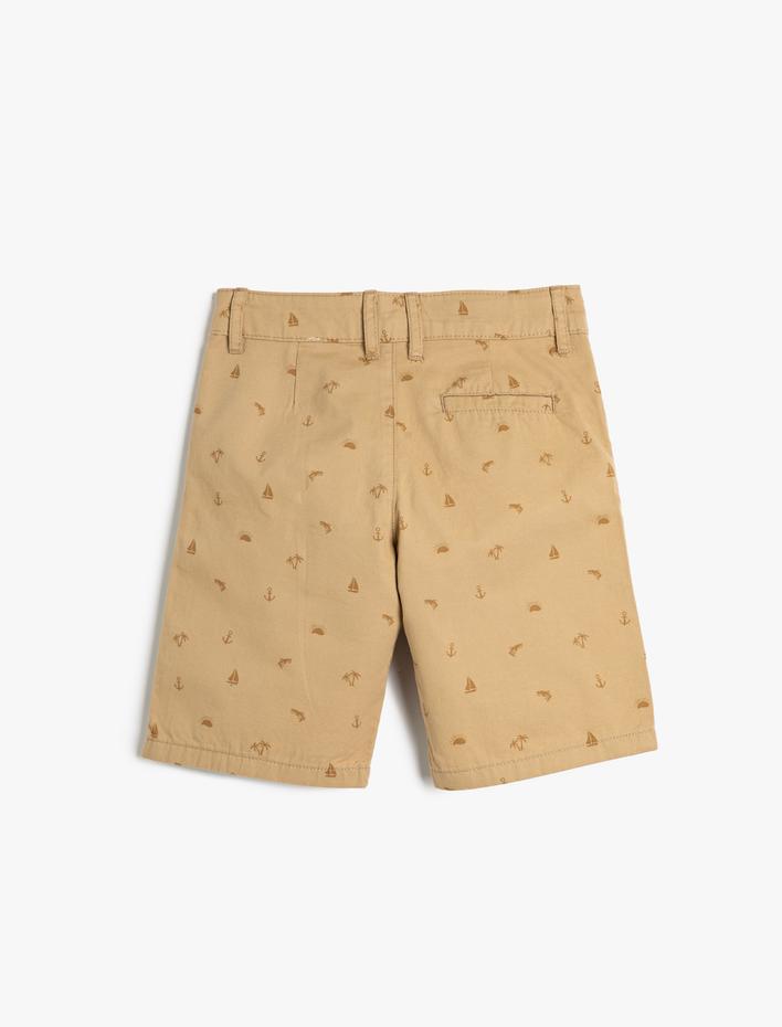 Erkek Çocuk Chino Şort Baskılı Cepli Pamuklu