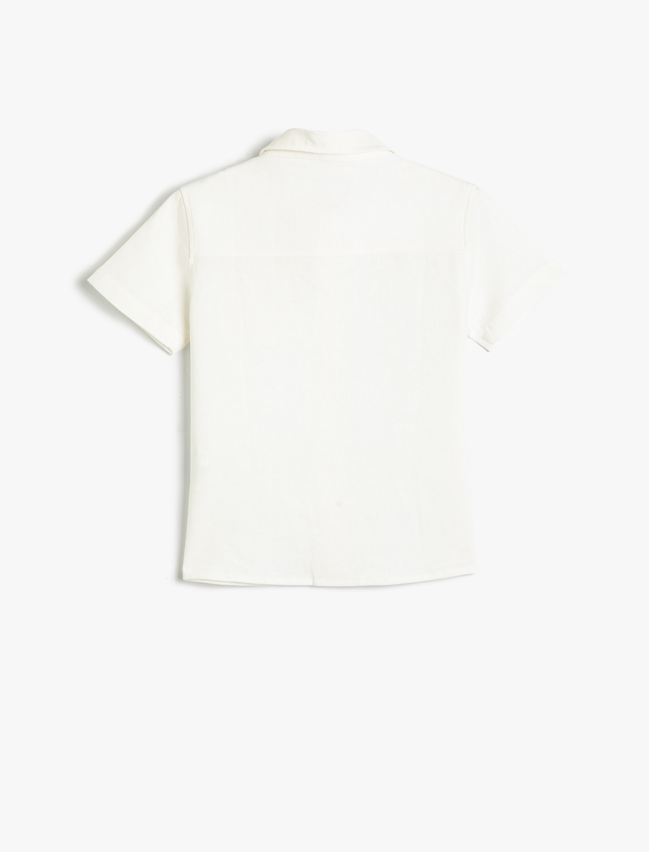  Erkek Çocuk Keten Gömlek Kısa Kollu Cep Detaylı