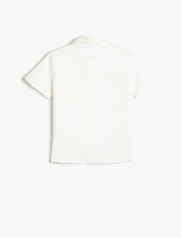 Erkek Çocuk Keten Gömlek Kısa Kollu Cep Detaylı