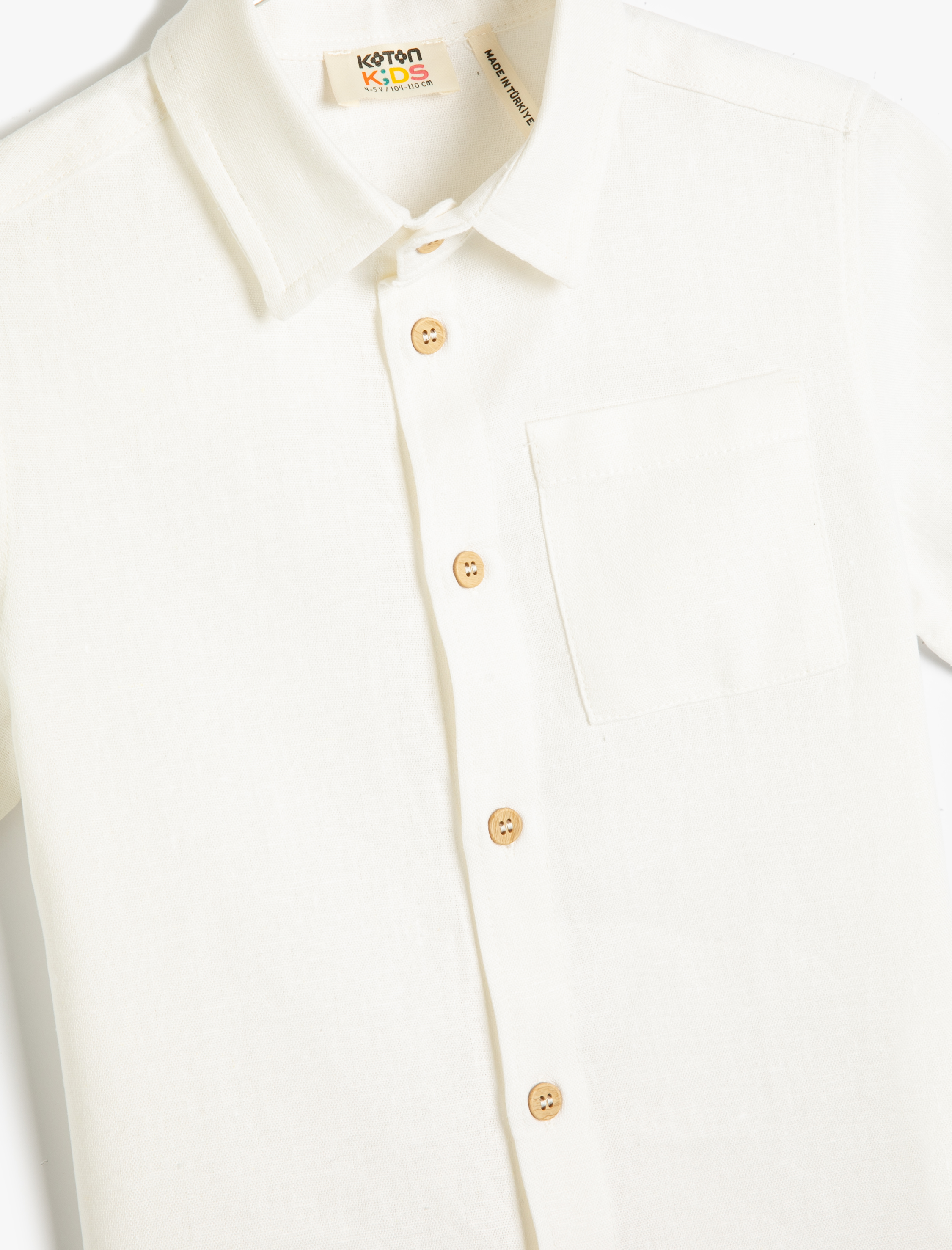  Erkek Çocuk Keten Gömlek Kısa Kollu Cep Detaylı