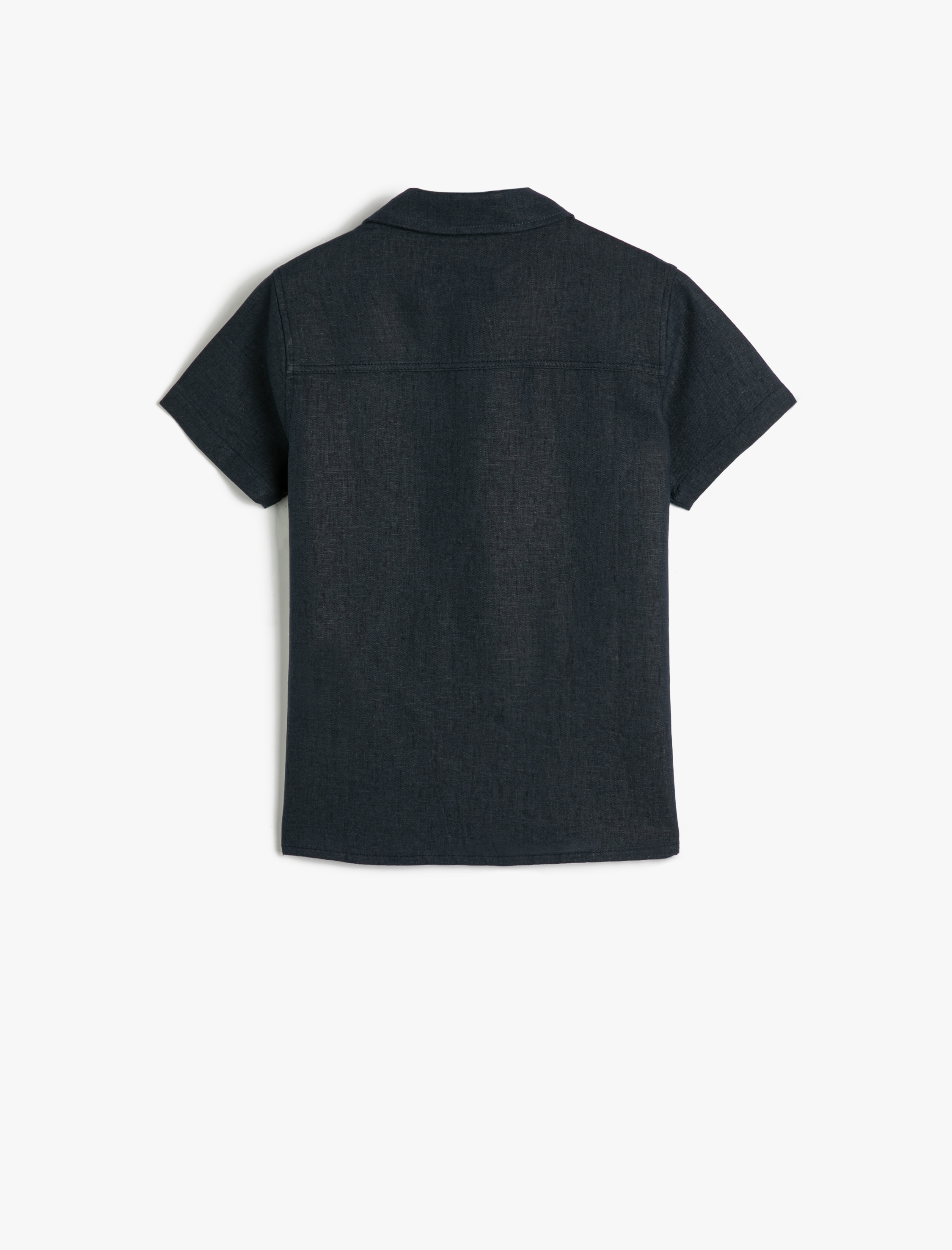  Erkek Çocuk Keten Gömlek Kısa Kollu Cep Detaylı