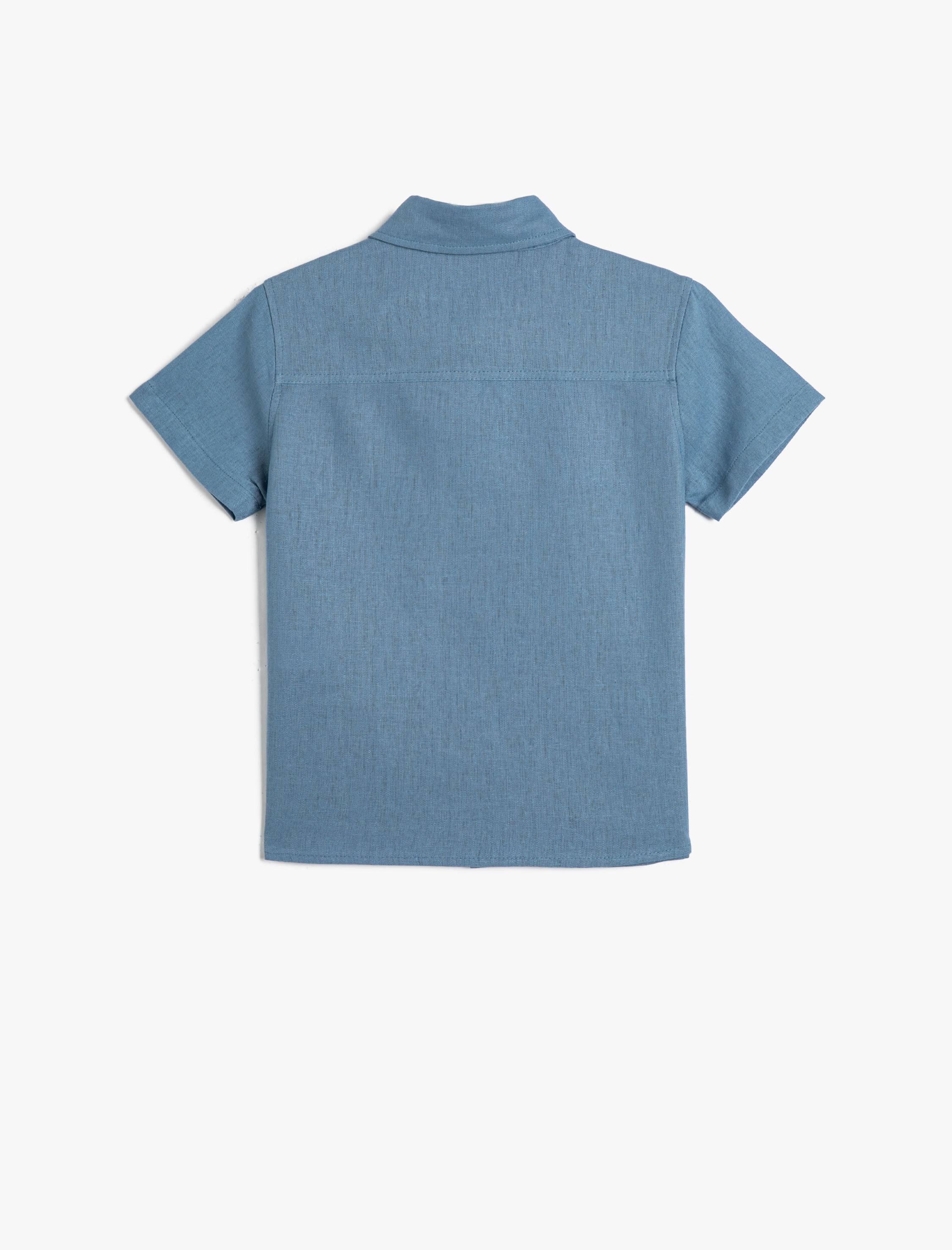  Erkek Çocuk Keten Gömlek Kısa Kollu Cep Detaylı