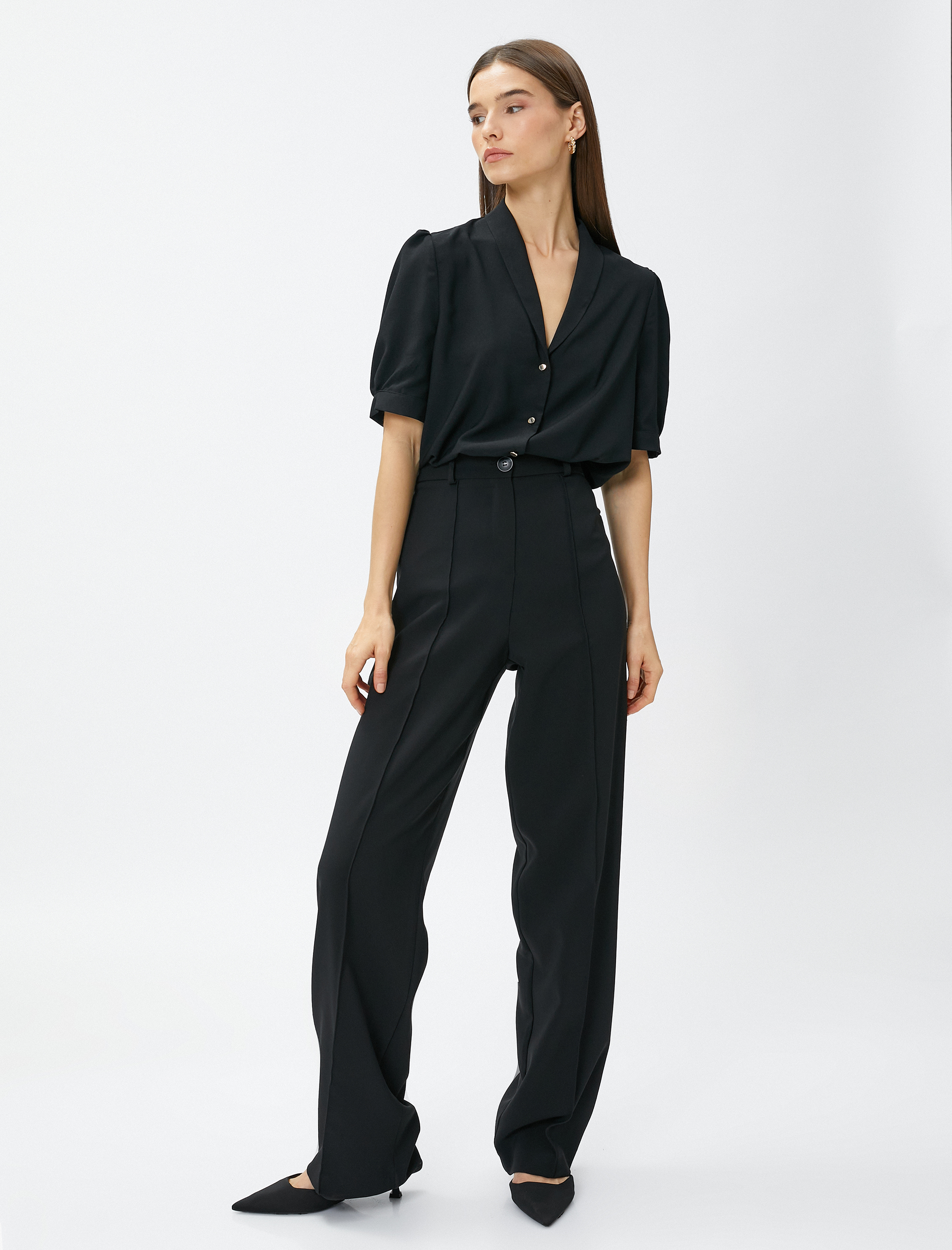   Balon Kol Gömlek Vatka Görünümlü Mini Yaka