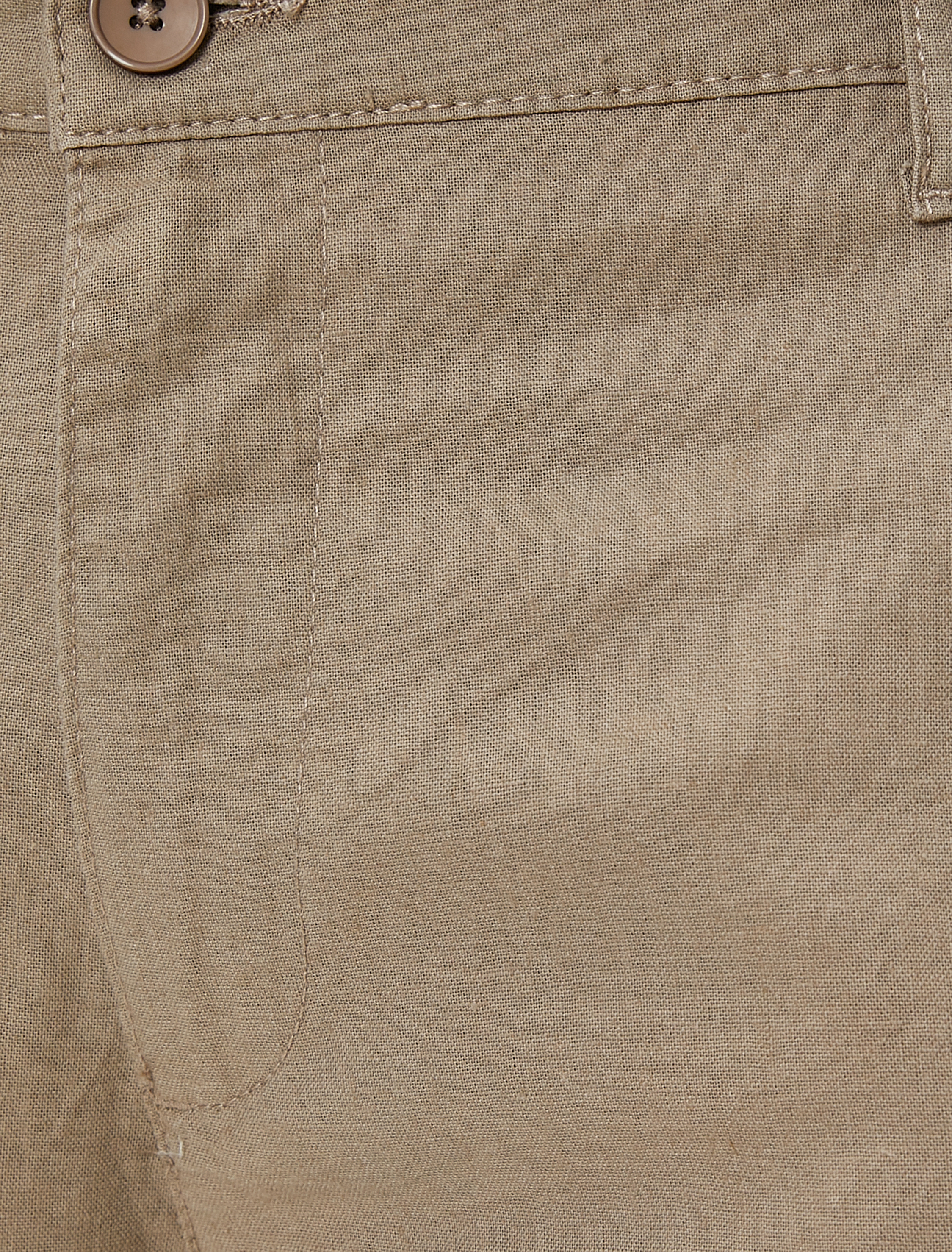   Keten Karışımlı Kargo Şort Cep Detaylı Düğmeli