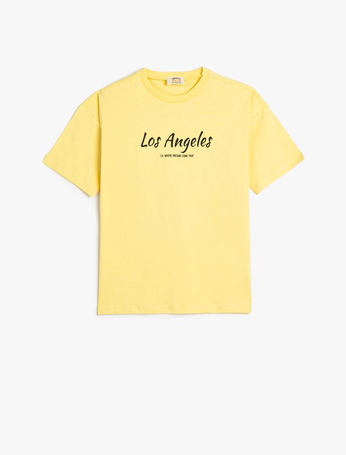 Erkek Çocuk Tişört Los Angeles Temalı Arkası Baskılı Kısa Kollu Bisiklet Yaka Pamuklu