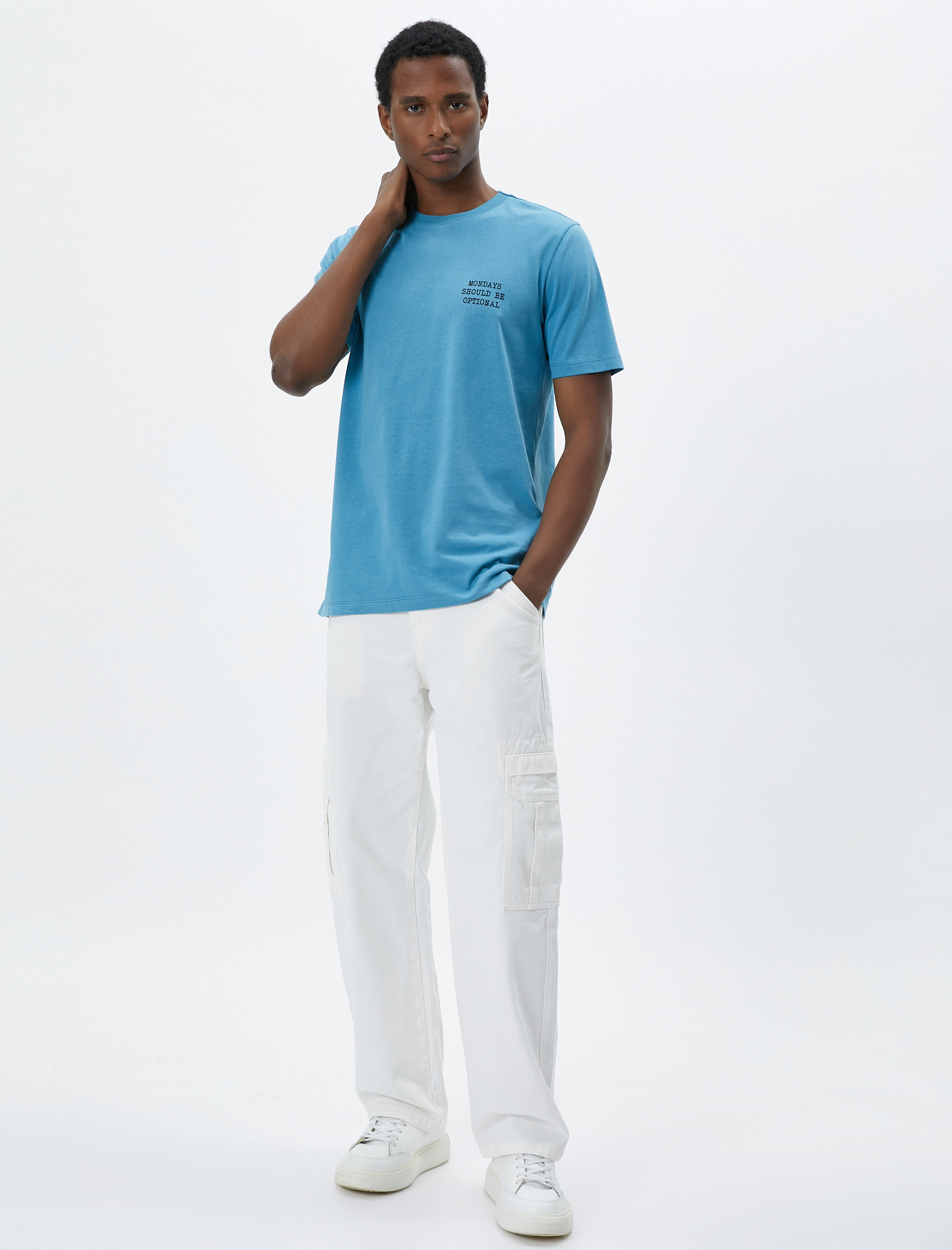   Slogan Baskılı Tişört Bisiklet Yaka Pamuklu Kısa Kollu