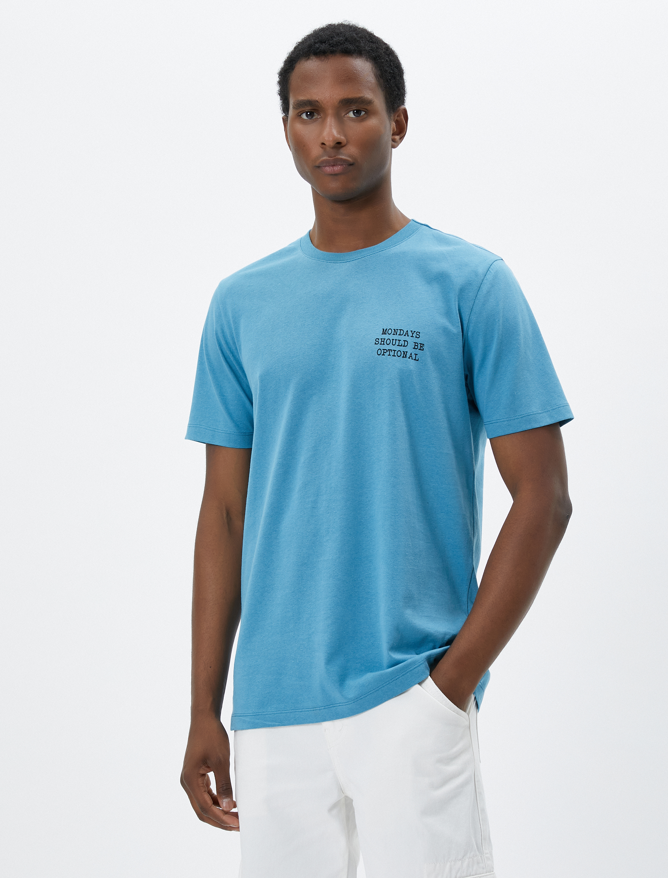   Slogan Baskılı Tişört Bisiklet Yaka Pamuklu Kısa Kollu