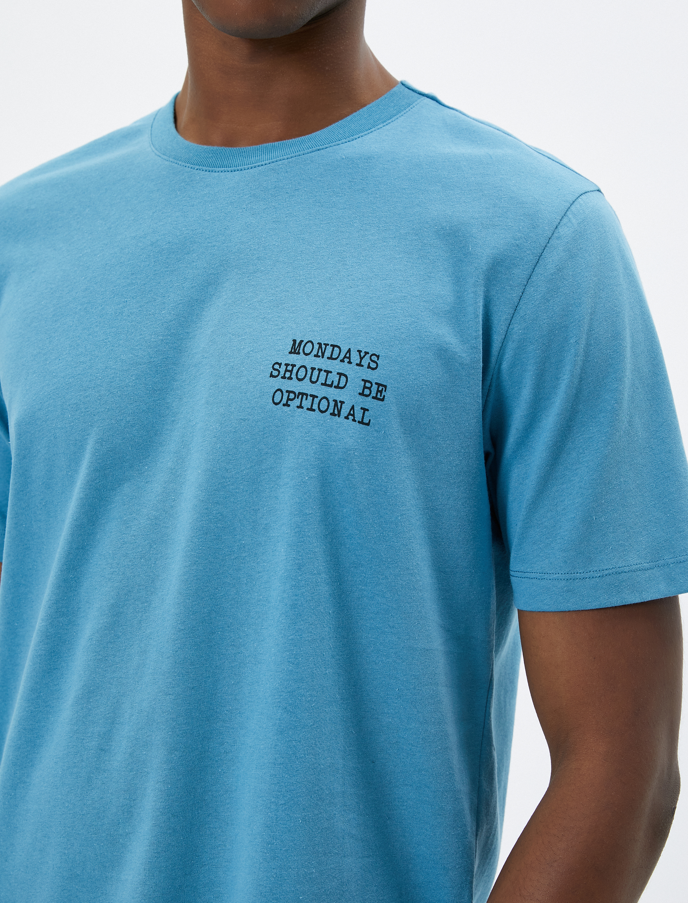   Slogan Baskılı Tişört Bisiklet Yaka Pamuklu Kısa Kollu