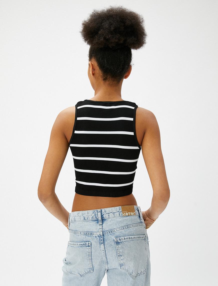   Crop Fitilli Atlet Basic Halter Yaka