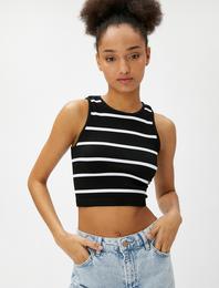 Crop Fitilli Atlet Basic Halter Yaka