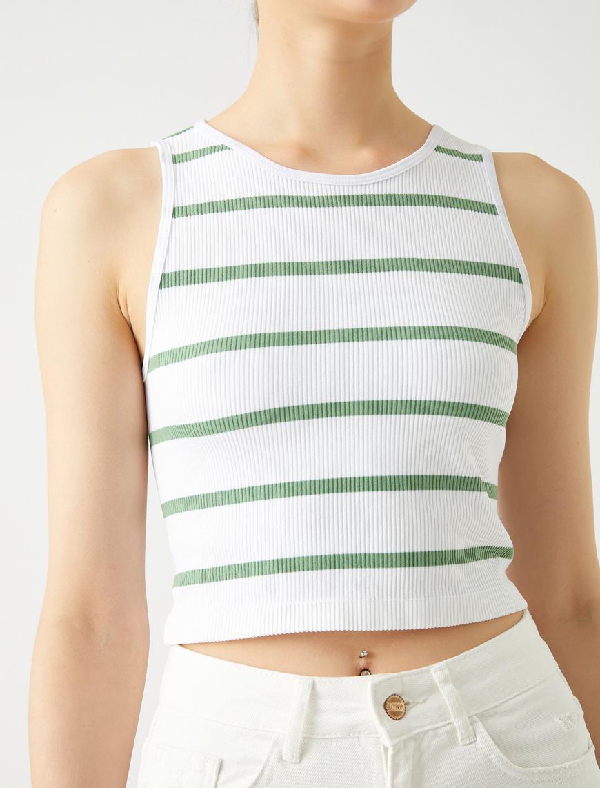   Crop Fitilli Atlet Basic Halter Yaka