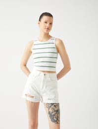 Crop Fitilli Atlet Basic Halter Yaka