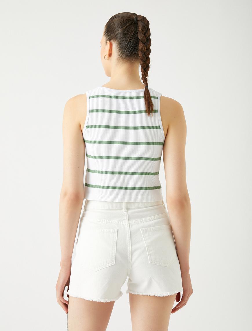   Crop Fitilli Atlet Basic Halter Yaka