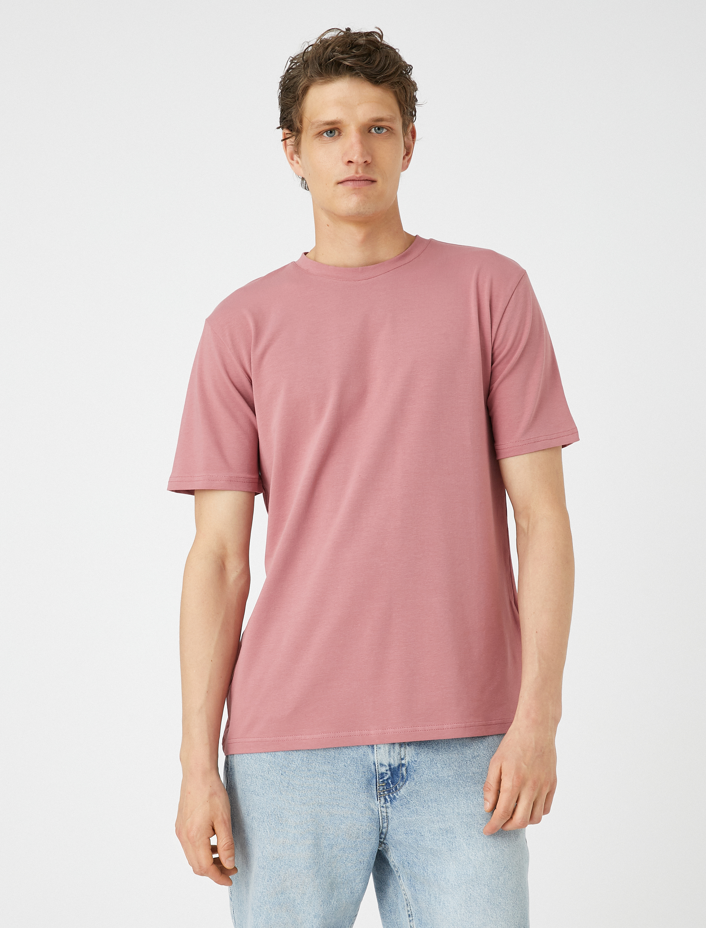   Basic Tişört Kısa Kollu Bisiklet Yaka Dar Kesim