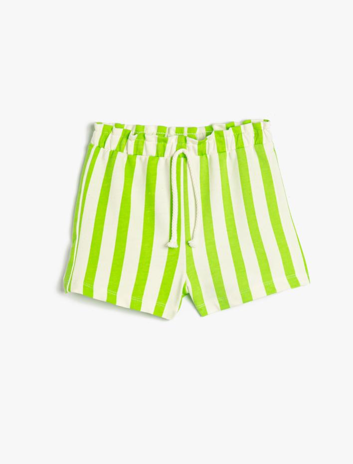 Kız Çocuk Şort Beli Bağlamalı Pamuklu