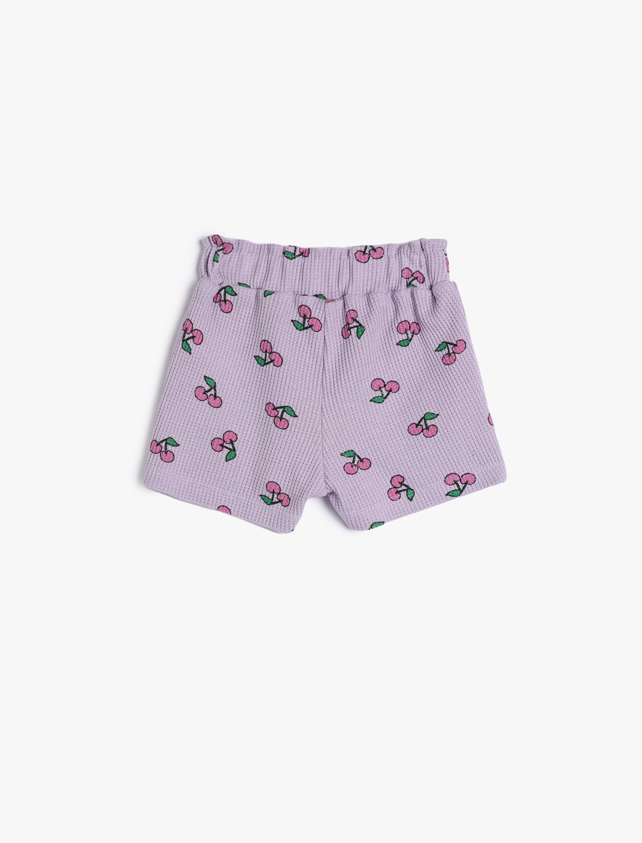 Kız Bebek Şort Pamuklu Dokulu Beli Lastikli Kiraz Baskılı