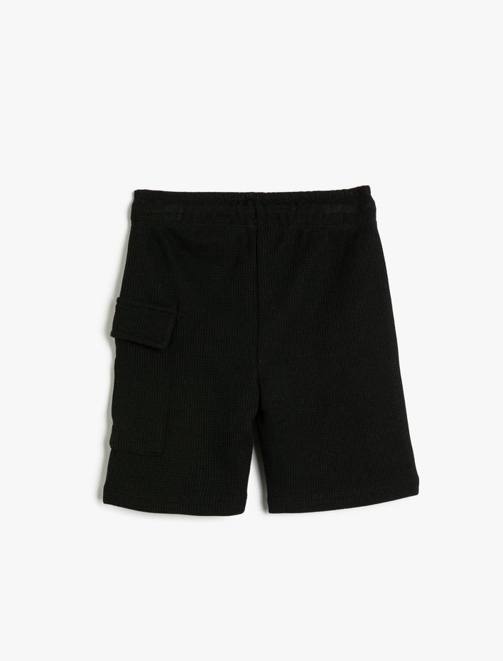 Erkek Çocuk Kargo Şort Cepli Beli Bağlamalı Dokulu