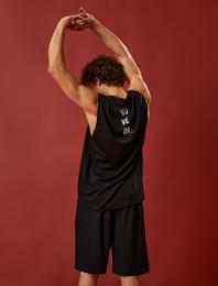 Baskılı Sporcu Atlet Kolsuz Bisiklet Yaka