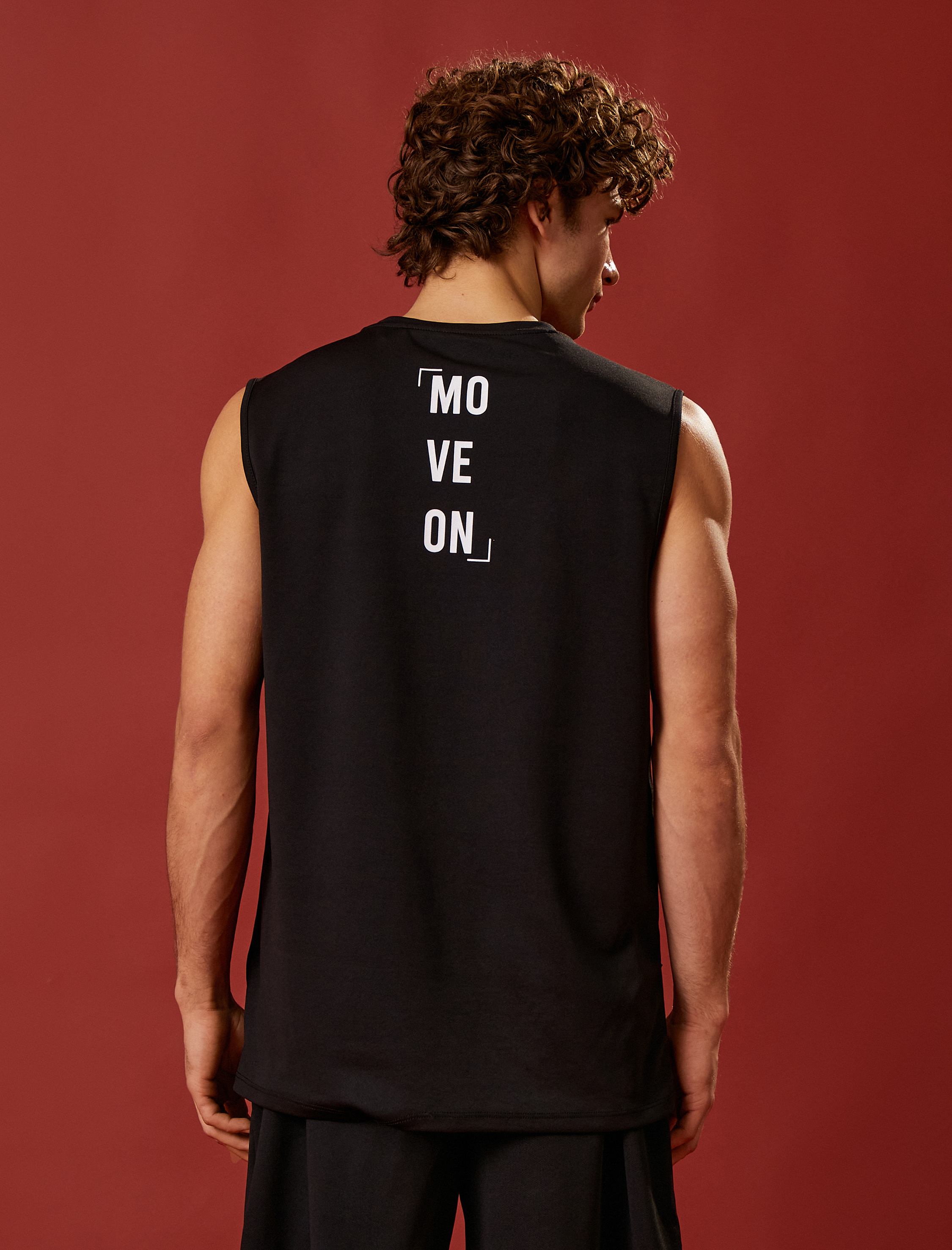   Baskılı Sporcu Atlet Kolsuz Bisiklet Yaka