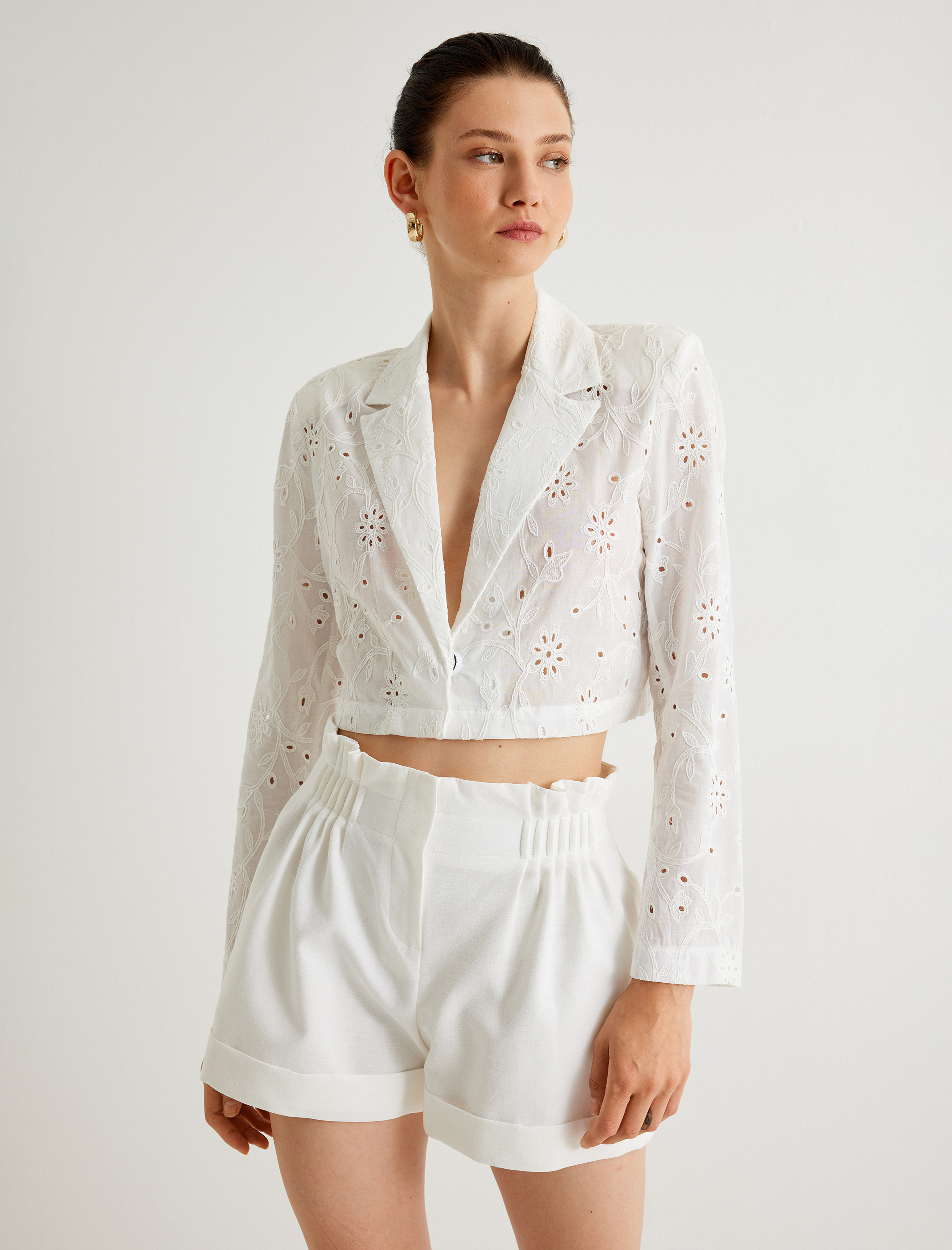   Koton X Melis Ağazat - Kısa Fisto Ceket Kruvaze Pamuklu