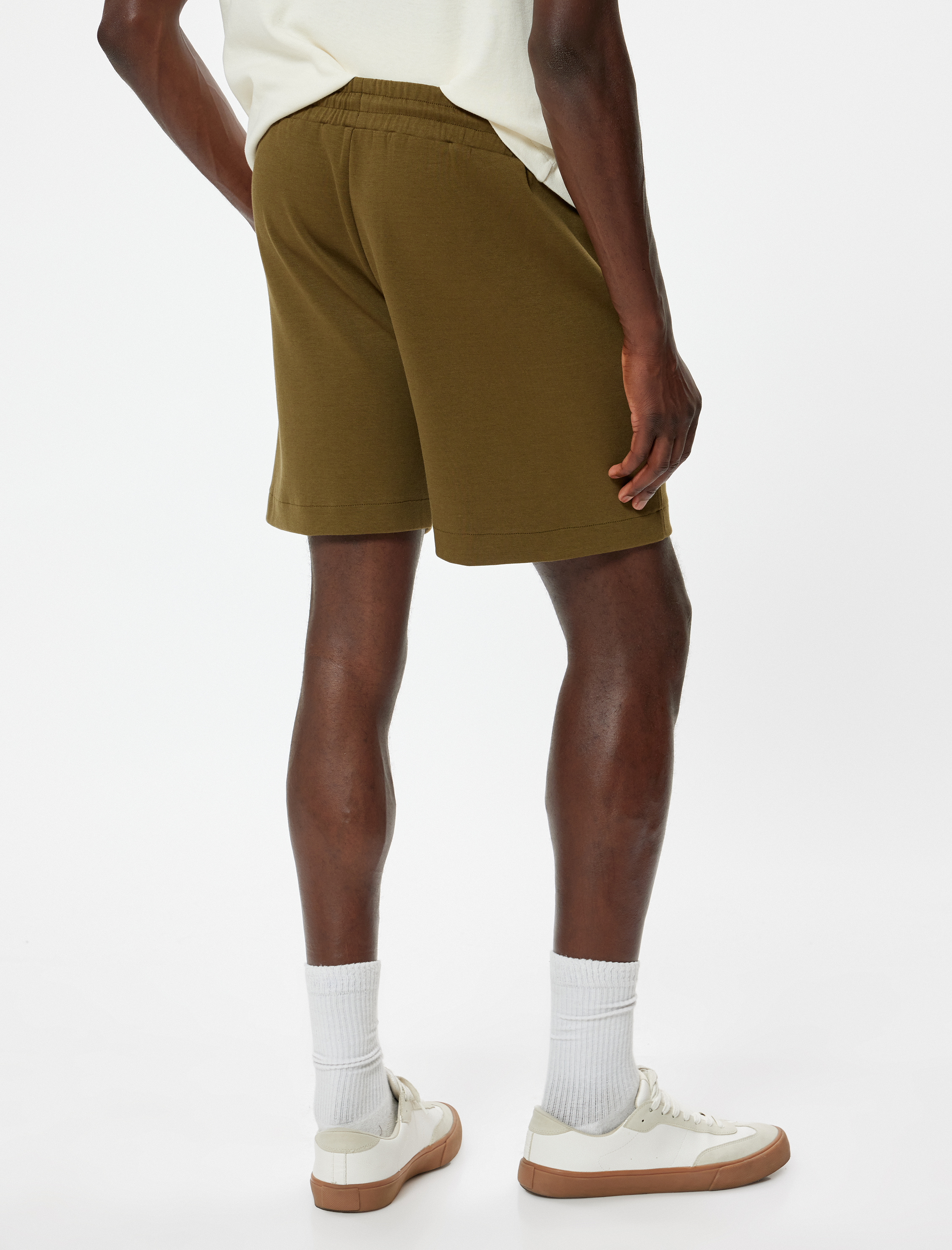 Bermuda Şort Beli Bağcıklı Cep Detaylı Pamuklu