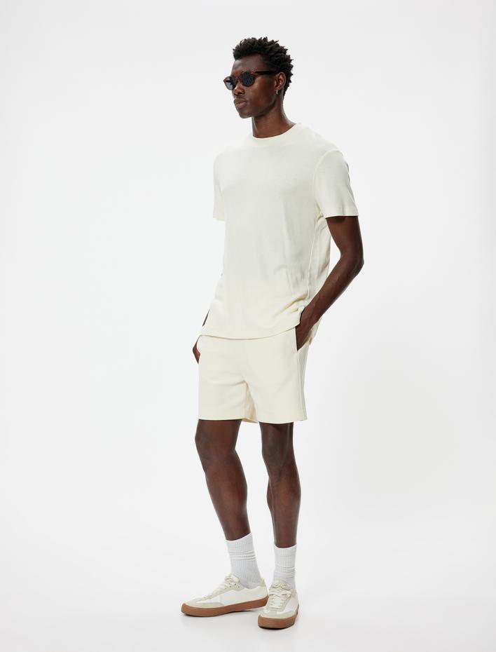  Bermuda Şort Beli Bağcıklı Cep Detaylı Pamuklu