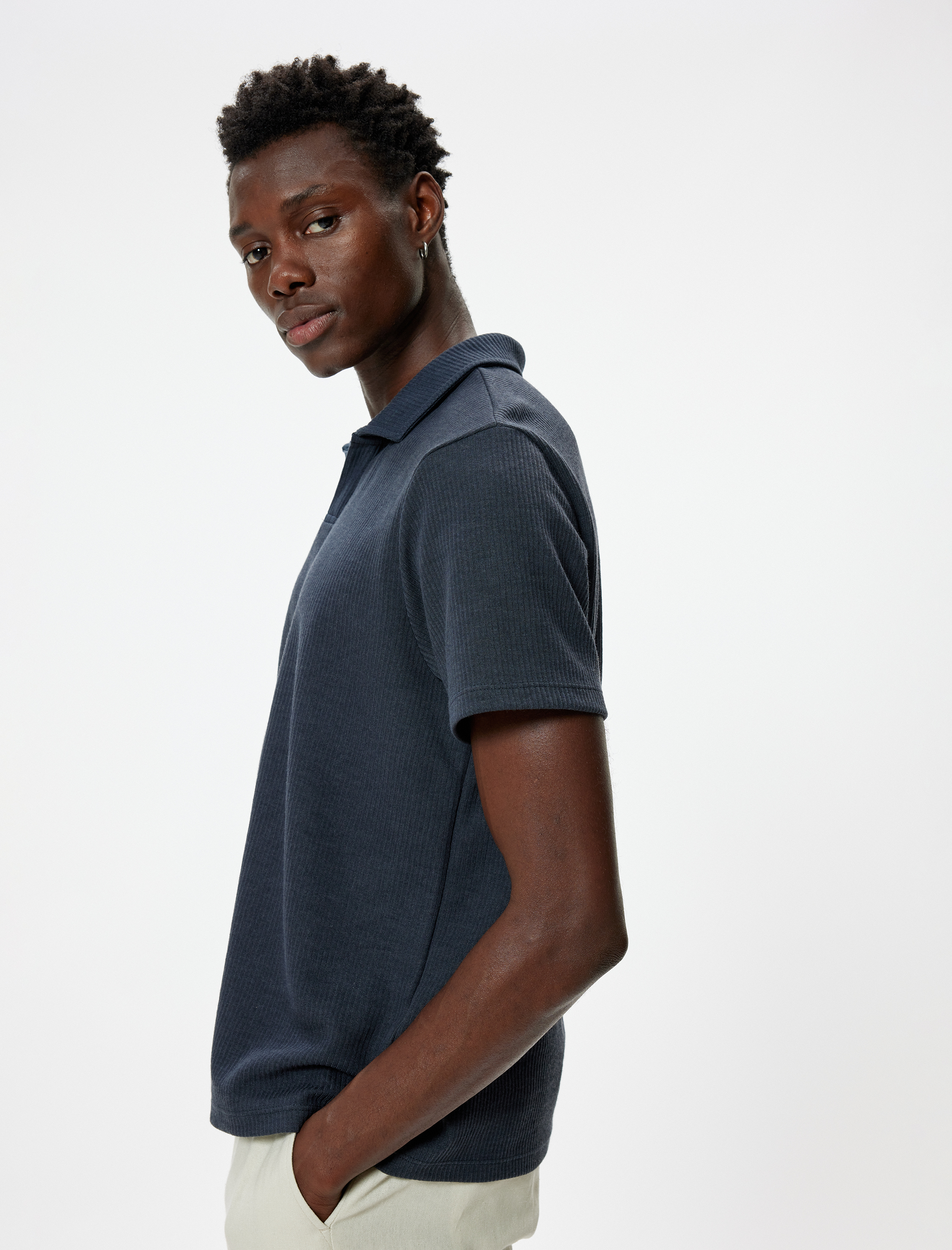   Polo Yaka Tişört Slim Fit Kısa Kollu Pamuk Karışımlı