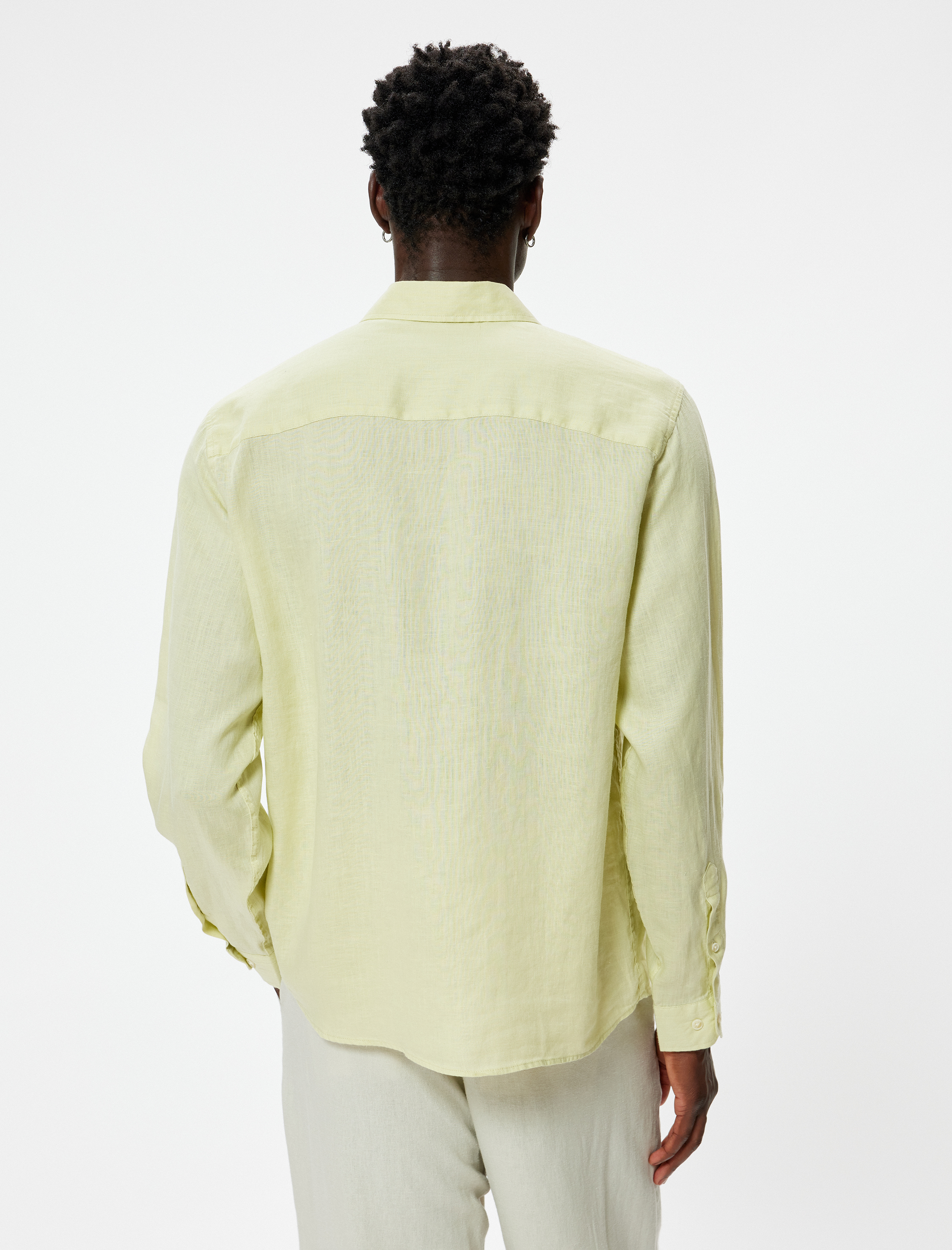   Keten Gömlek Klasik Yaka Uzun Kollu Düğmeli Regular Fit