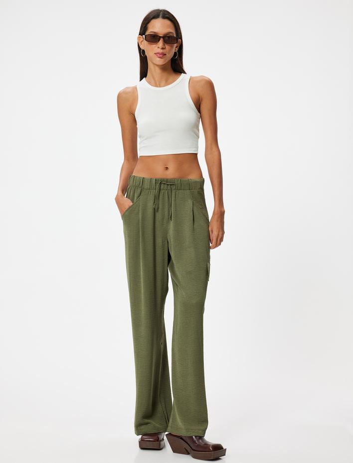  Bol Paça Pantolon Kargo Cepli Beli Bağcıklı