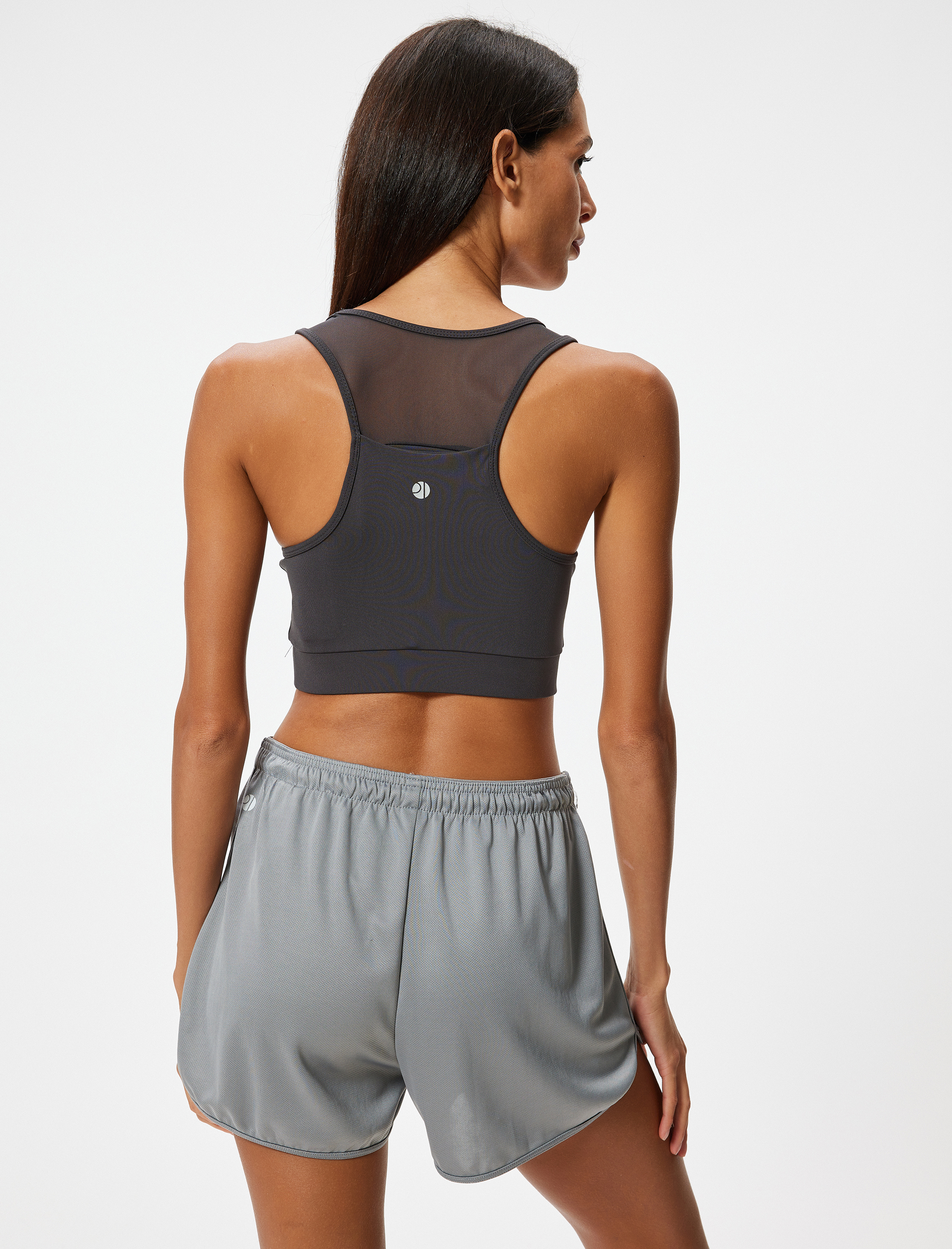   U Yaka Kolsuz Tül Detaylı Slim Fit Kaplı Sporcu Sütyeni İnterlok