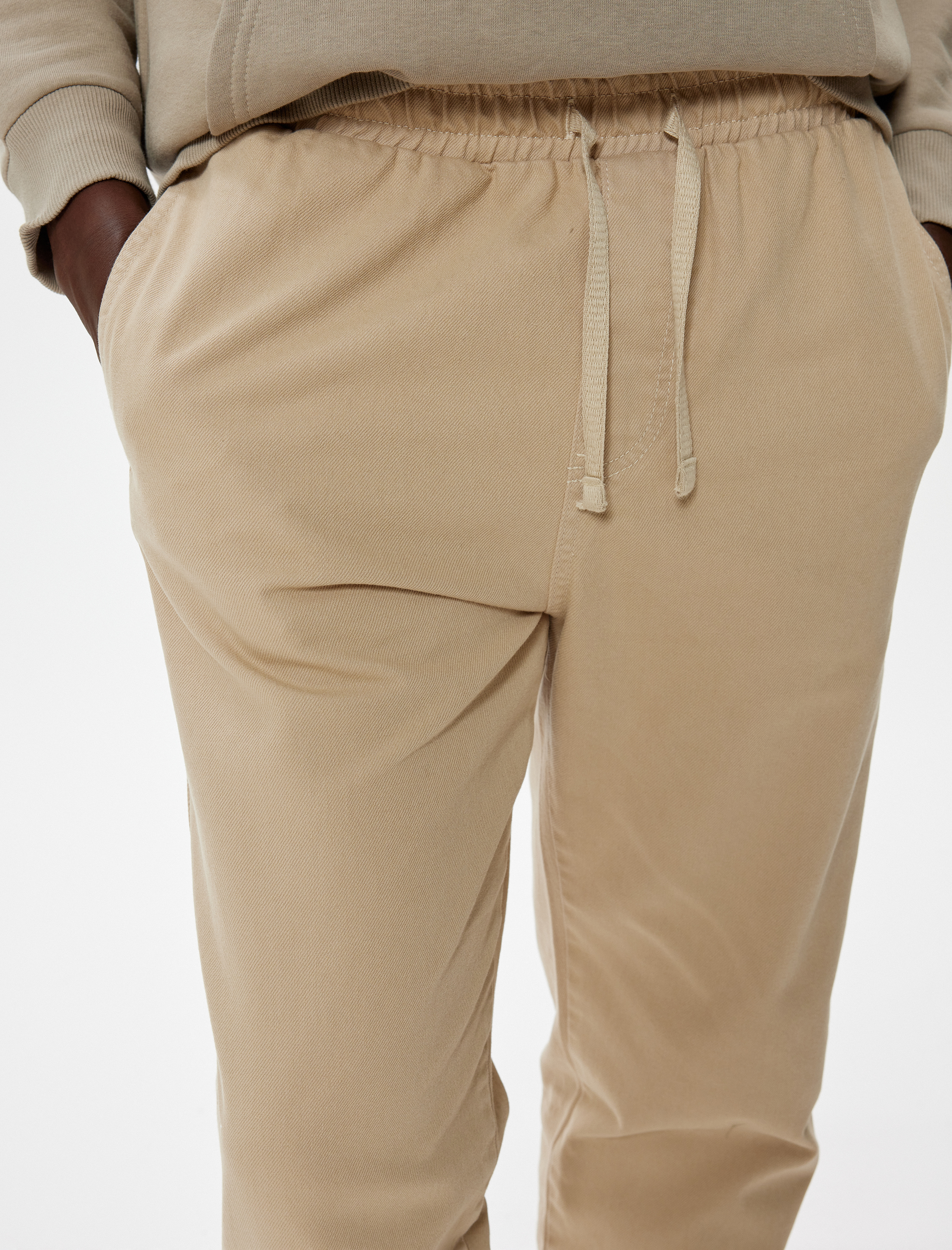 Gabardin Pantolon Beli Bağcıklı Cep Detaylı Pamuklu