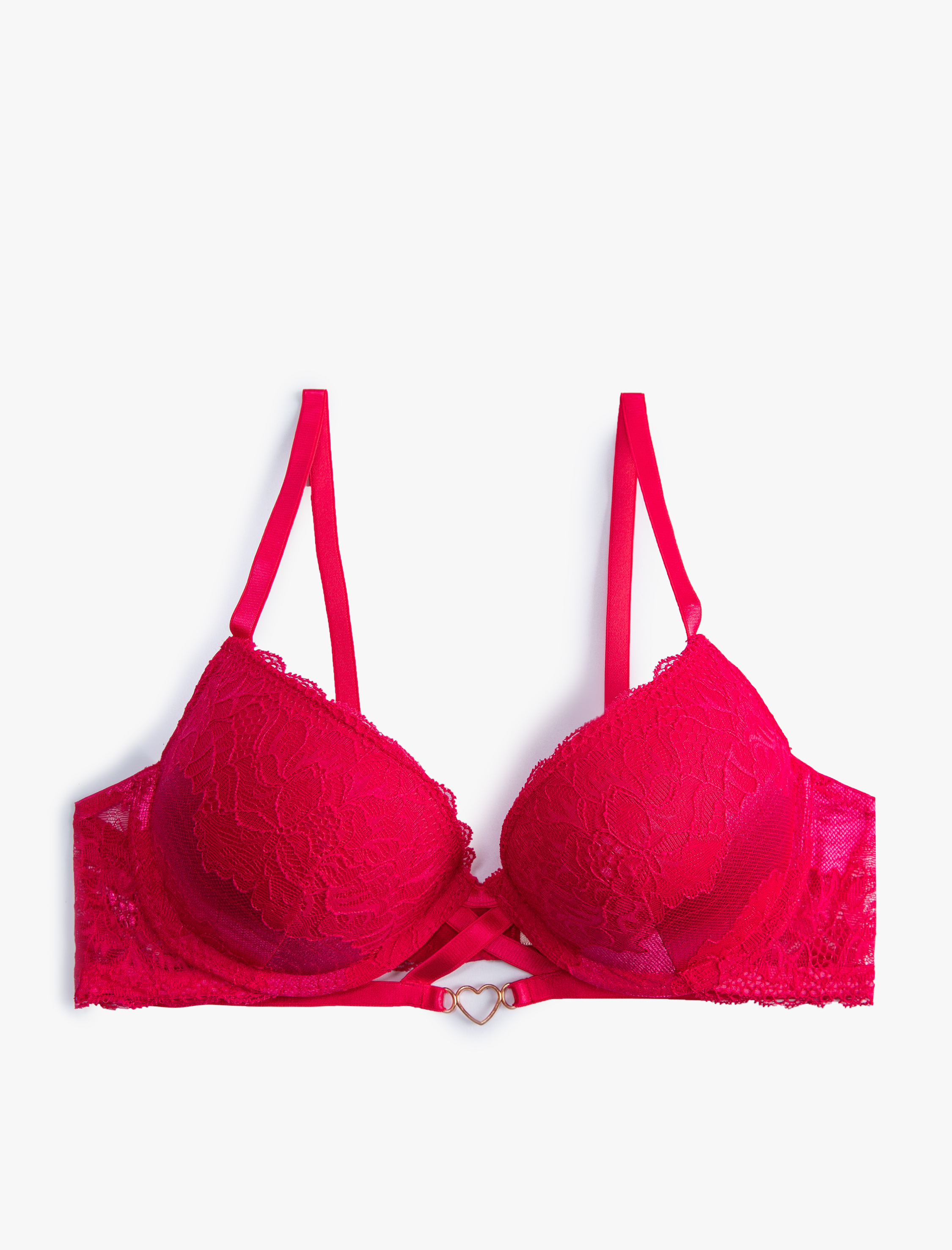   Dantelli Sütyen Balenli Ekstra Dolgulu Kalp Aksesuar Detaylı