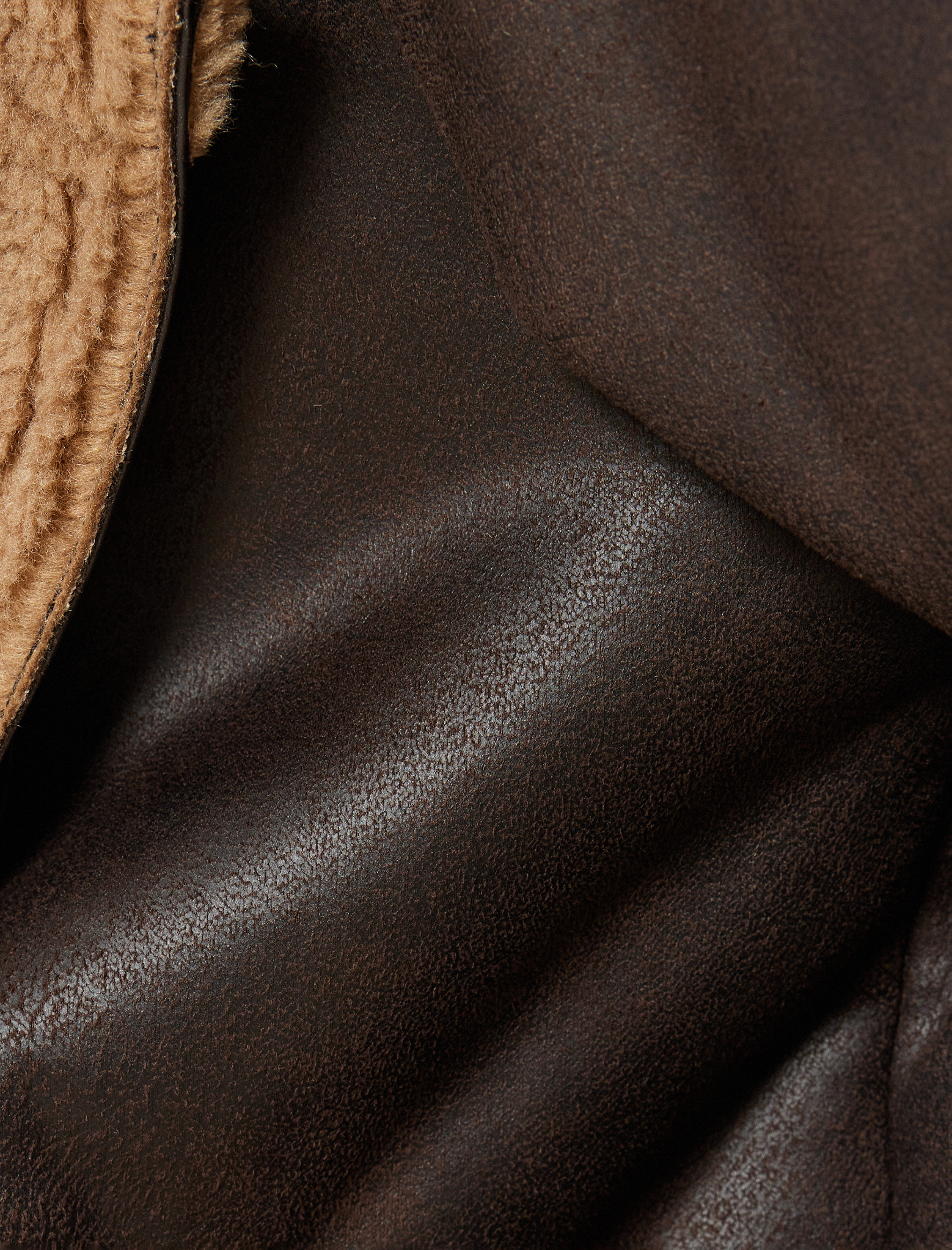 Suni Deri Biker Ceket Peluş Astarlı Fermuarlı Cep Detaylı