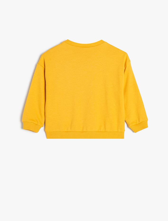 Erkek Bebek Sweatshirt Dinozor Baskılı Uzun Kollu Bisiklet Yaka Pamuklu Şardonlu