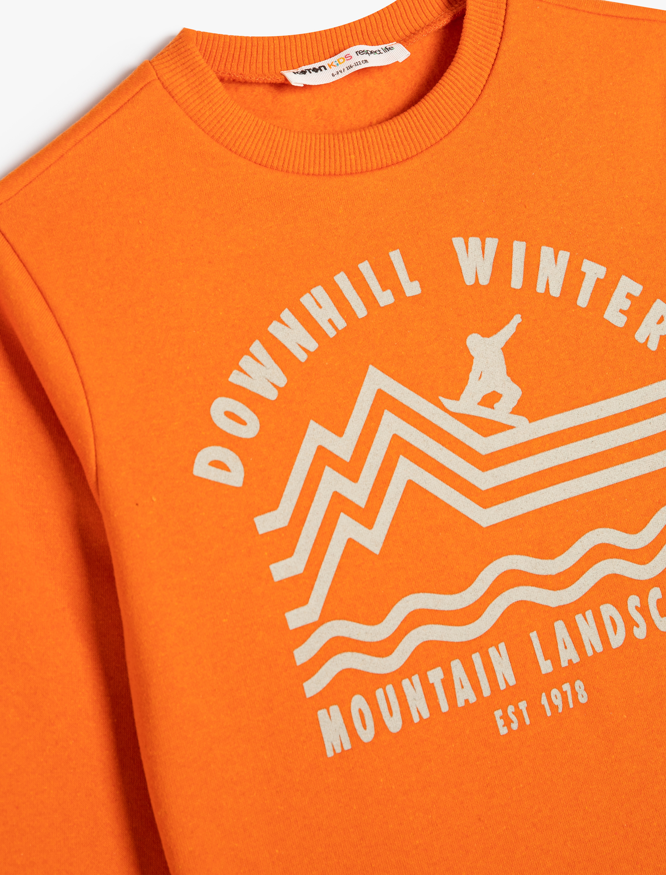  Erkek Çocuk Kaykay Baskılı Uzun Kollu Bisiklet Yaka Şardonlu Sweatshirt