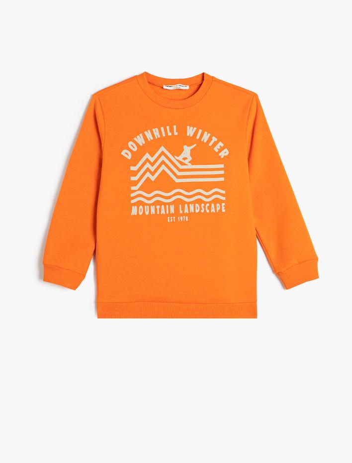 Erkek Çocuk Sweatshirt Kaykay Baskılı Uzun Kollu Bisiklet Yaka