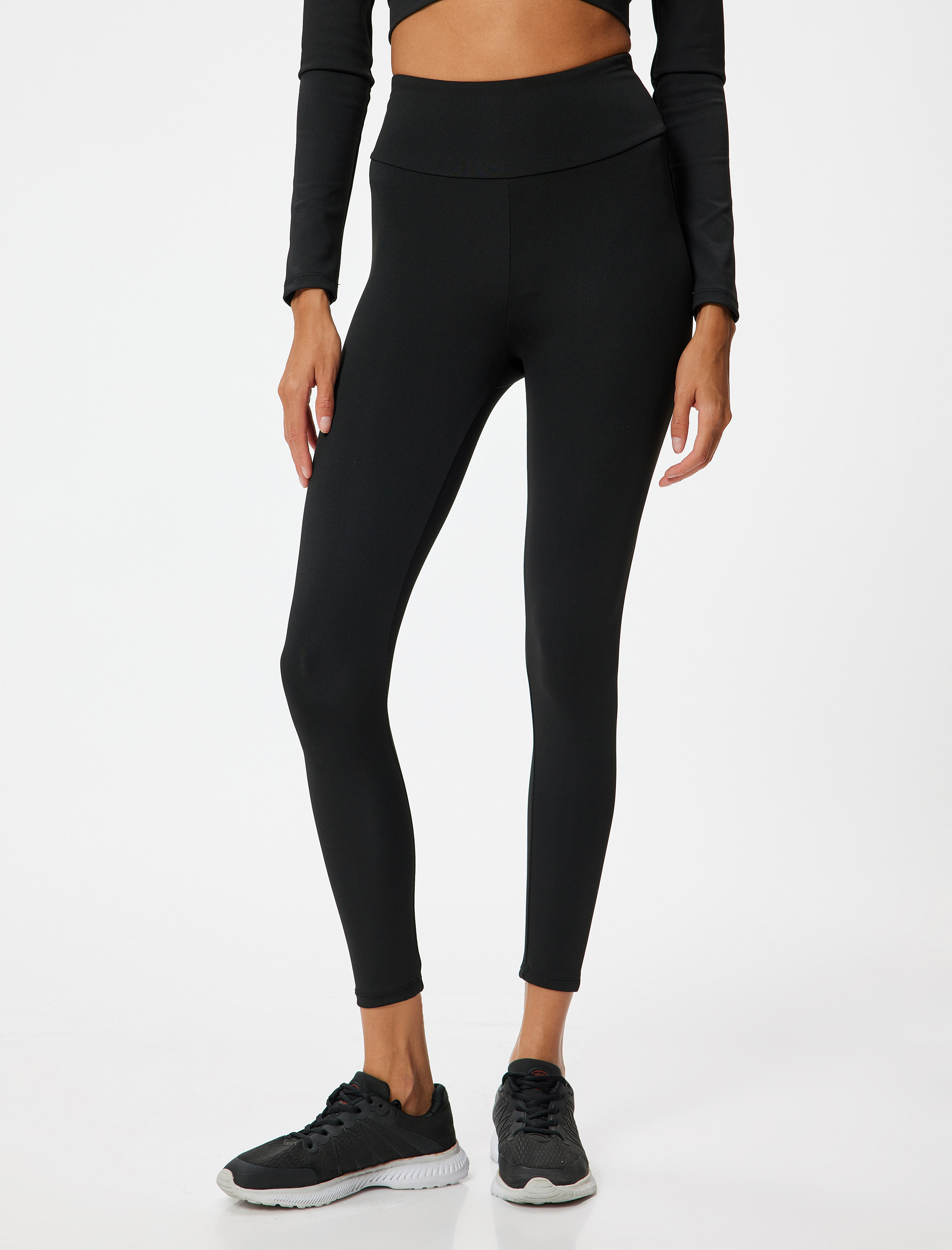   Spor Tayt Yüksek Bel Bilek Boy Dar Kalıp İnterlok