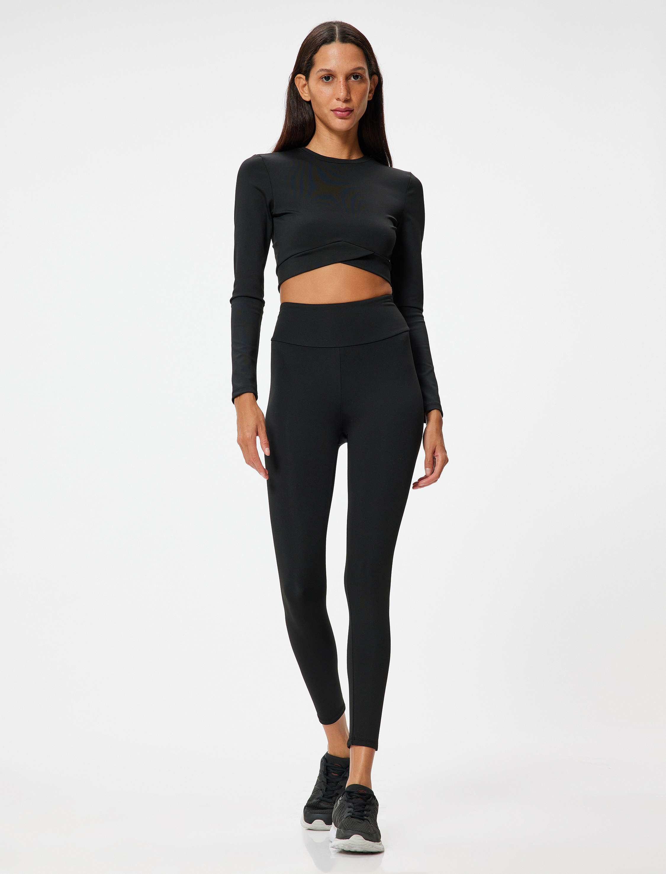   Spor Tayt Yüksek Bel Bilek Boy Dar Kalıp İnterlok