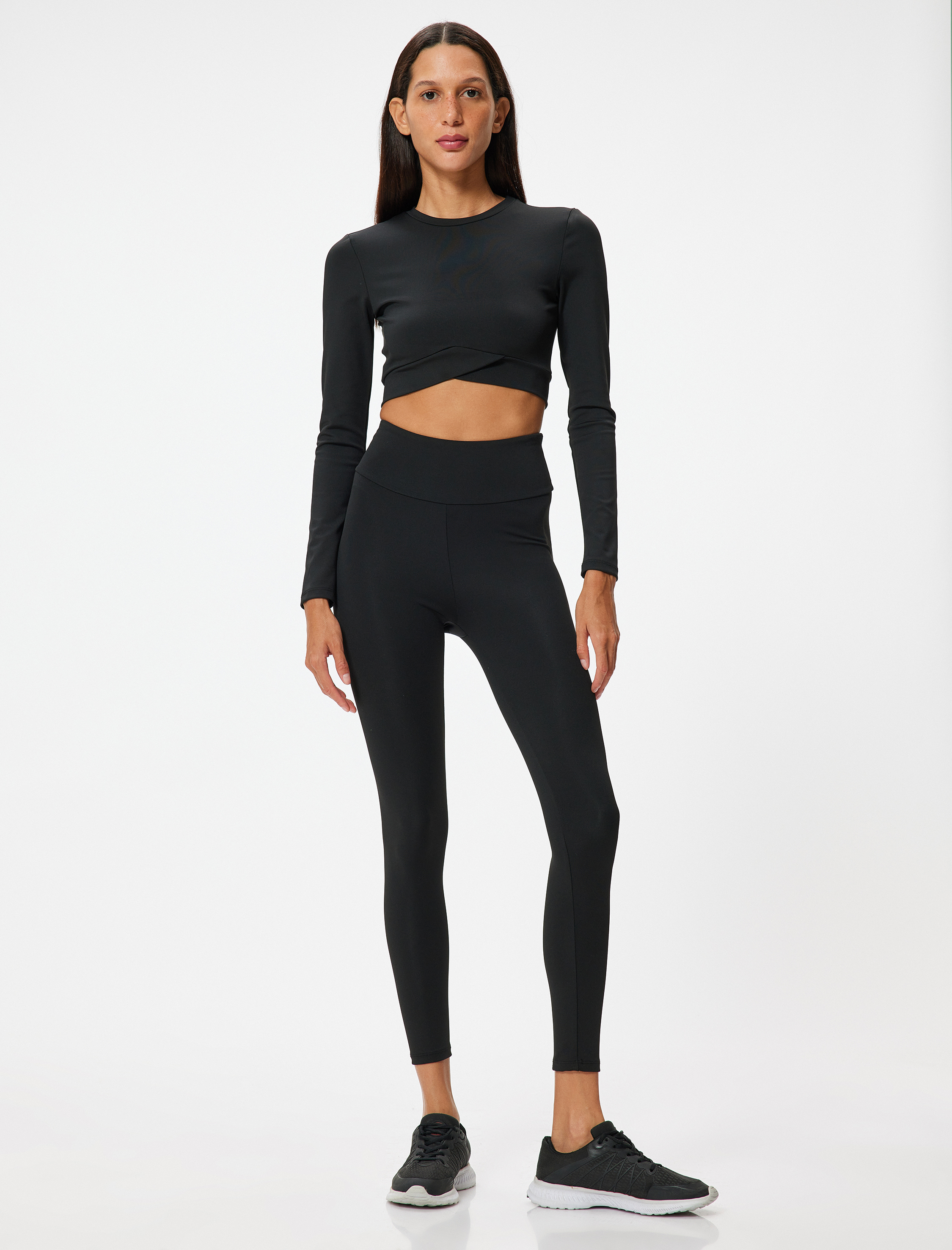   Spor Tayt Yüksek Bel Bilek Boy Dar Kalıp İnterlok