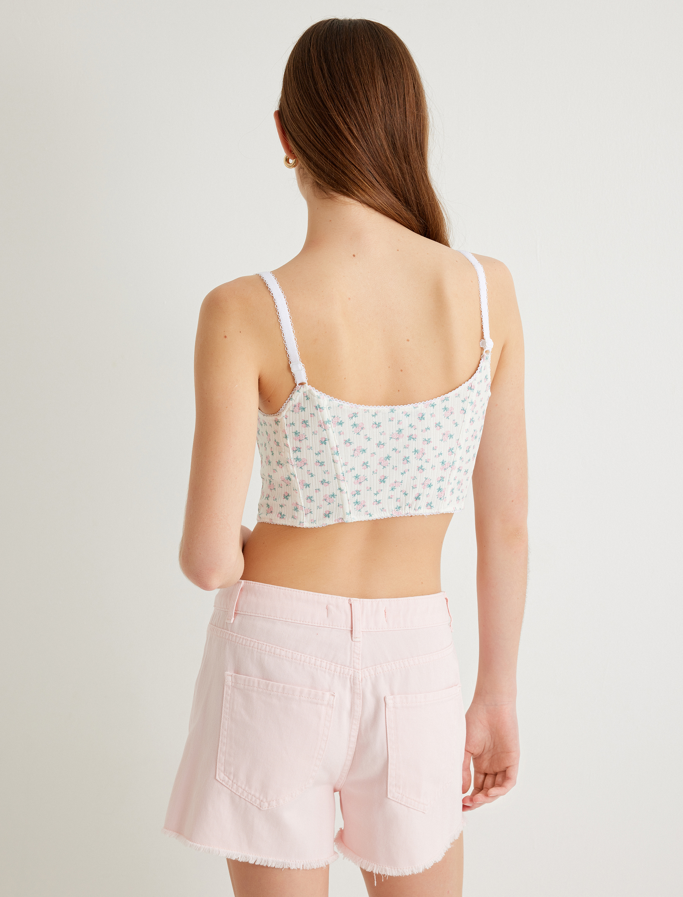   Çiçekli Büstiyer İnce Askılı