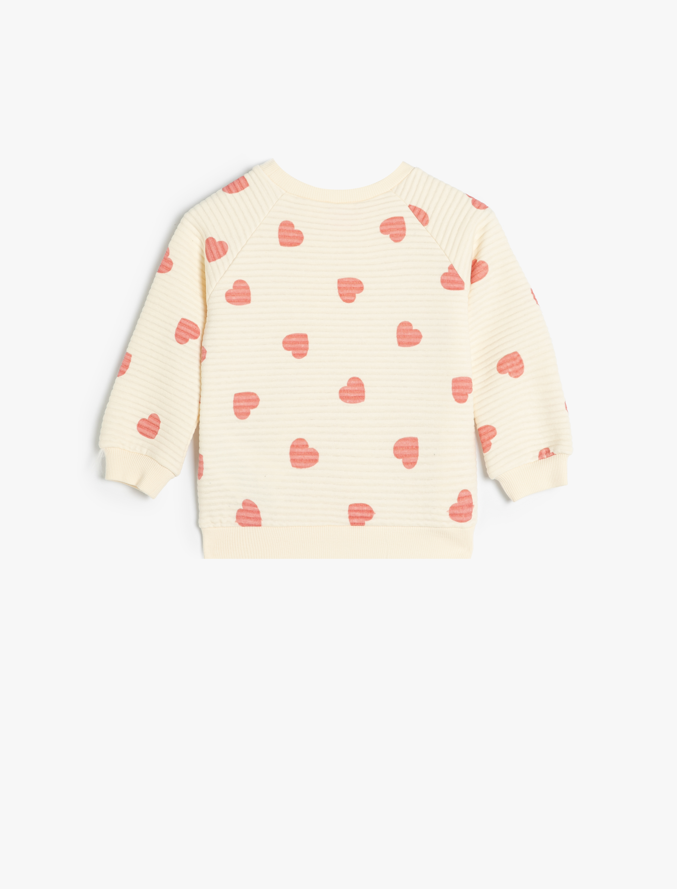  Kız Bebek Sweatshirt Kalpli Bisiklet Yaka Uzun Kollu Pamuklu