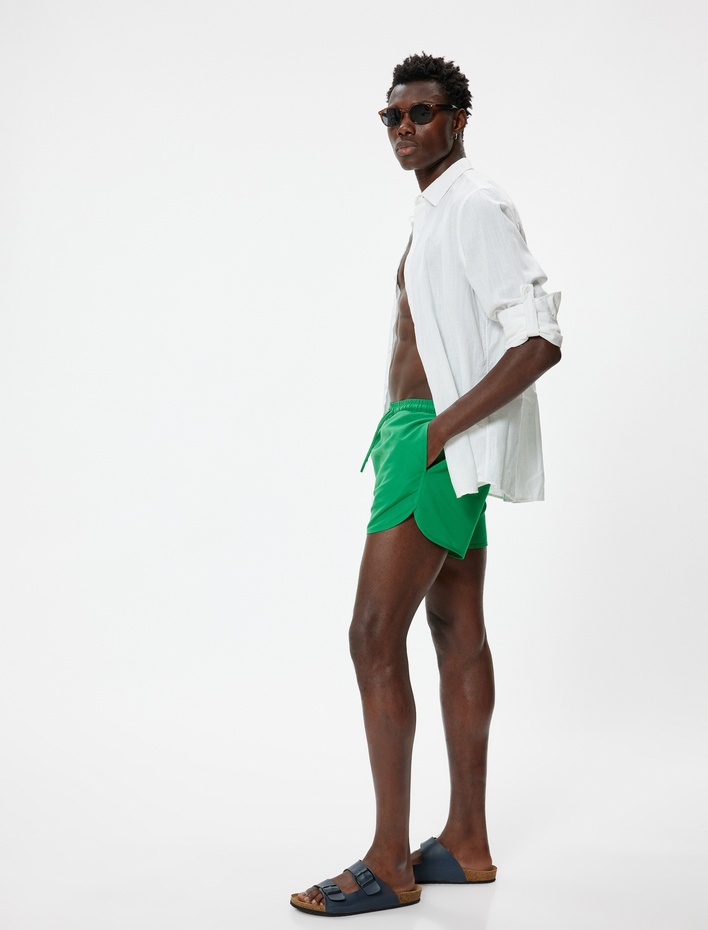  Deniz Şortu Kısa Oversize Beli Bağcıklı Cep Detaylı