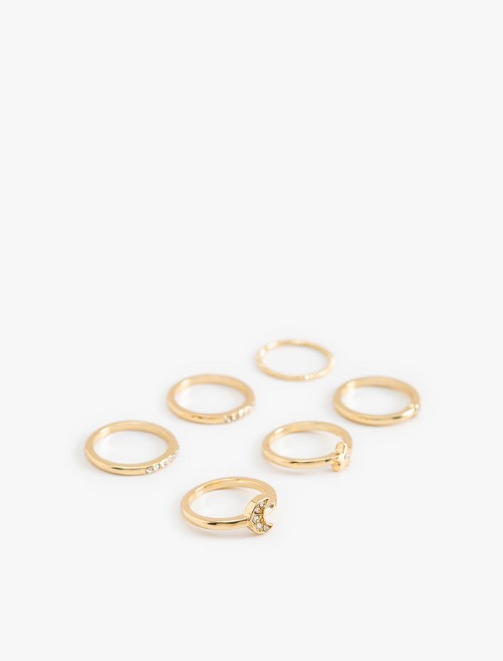 Kadın 6'lı Yüzük Seti Taş Detaylı