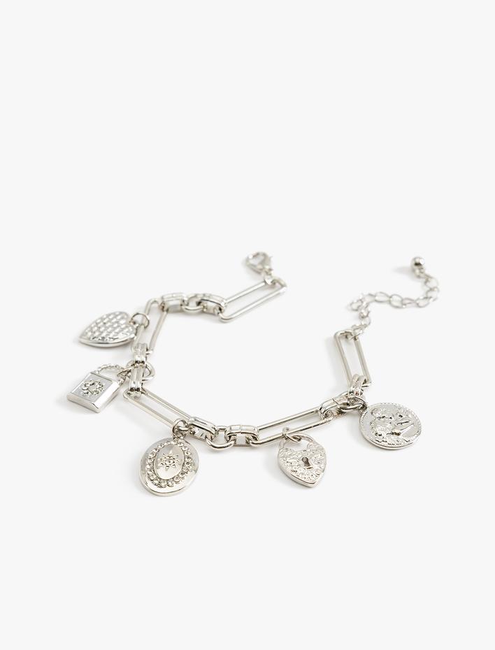 Kadın Zincir Bileklik Kalp Detaylı Sallantılı