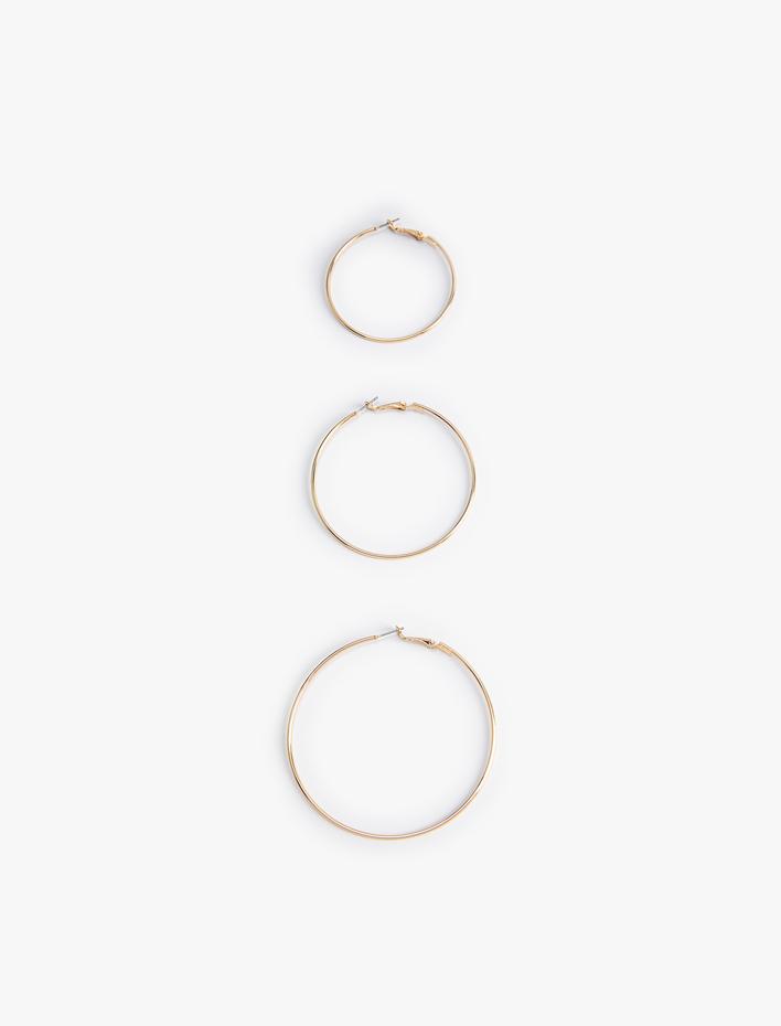 Kadın İnce  Halka Küpe Seti 3'lü