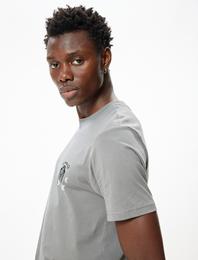 Slim Fit Tişört Baskılı Kısa Kollu Bisiklet Yaka Pamuklu