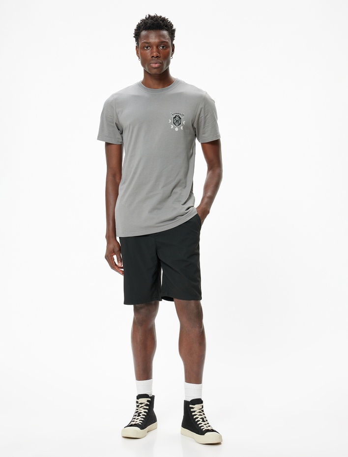  Slim Fit Tişört Baskılı Kısa Kollu Bisiklet Yaka Pamuklu